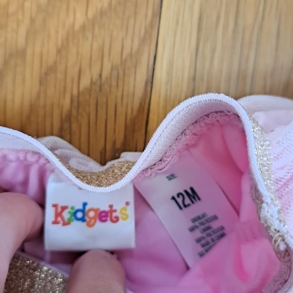 Kidgets Pink Tutu Skirt Baby Girl Size 12 Months Pink and Gold Frilly Barbie - Picture 2 of 7